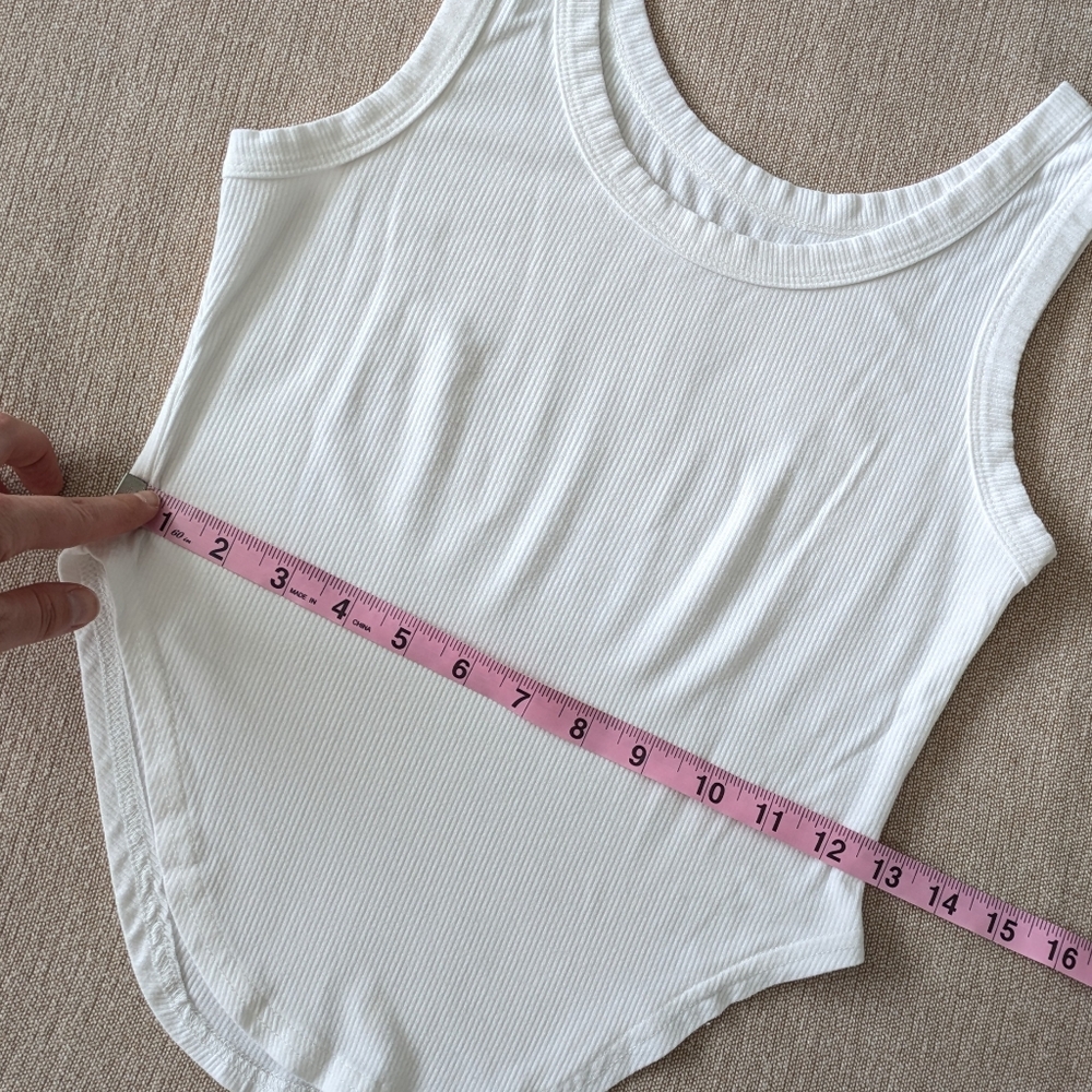 Sleeveless Ribbed High-Low Tank White - Picture 8 of 9